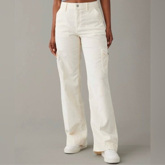 American Eagle Outfitters Pants - American Eagle Outfitters | Corduroy Super High Rise Baggy Pants in Ivory | Sz 6